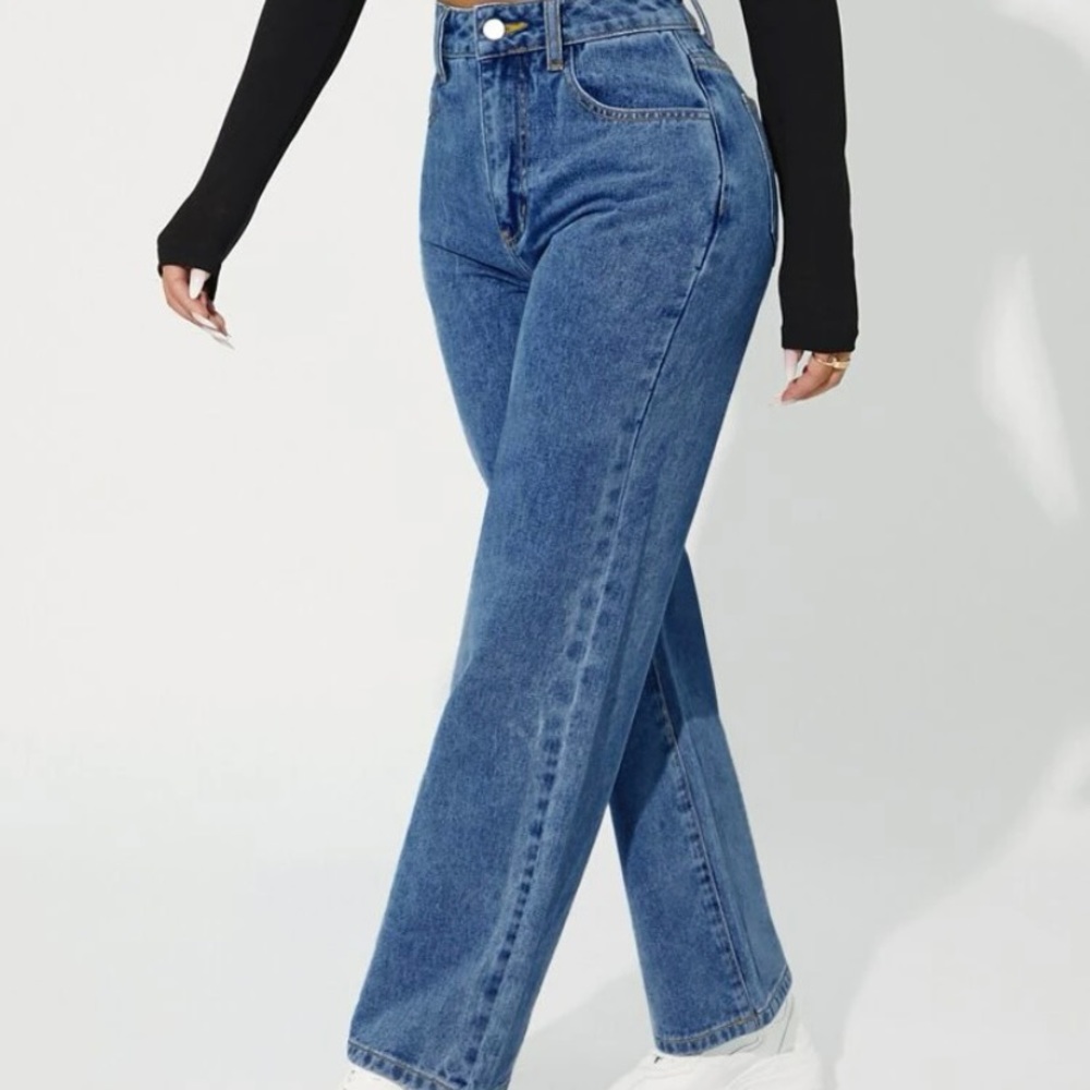 High Waist Straight Leg Jeans